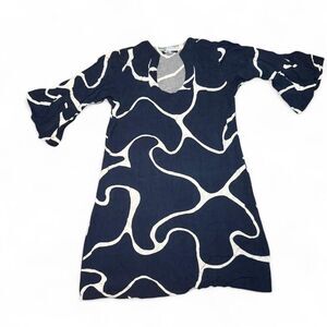 Escapade Living Summer Navy Blue and White Nautical Dress/Coverup Resortwear M